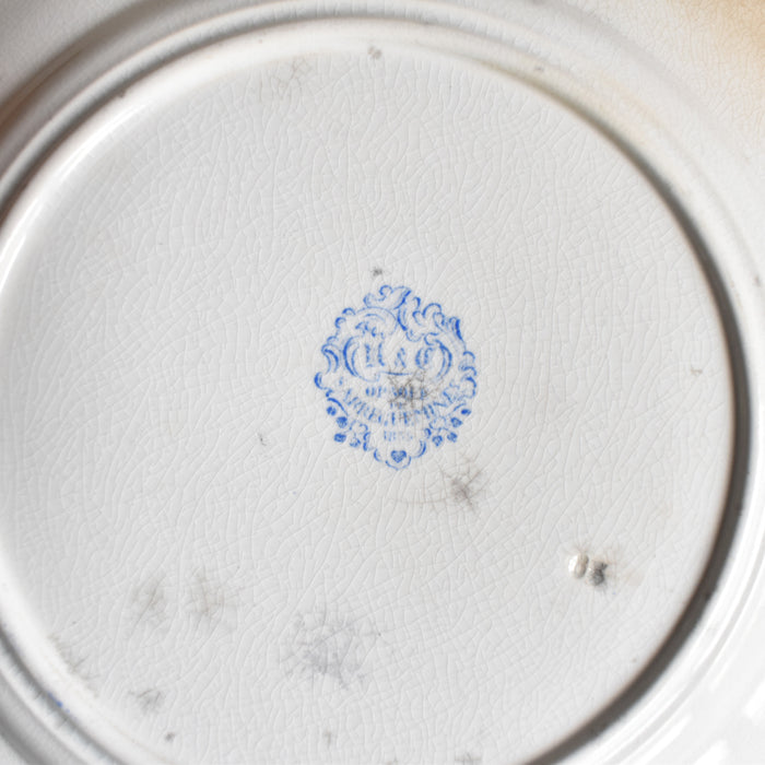 19世紀 重厚 U&C SARREGUEMINES 白錫釉 サルグミンヌ窯 白磁の丸皿 